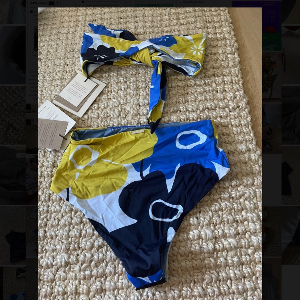 Floral Blue and Yellow Bikini Set - Picture 2 of 5